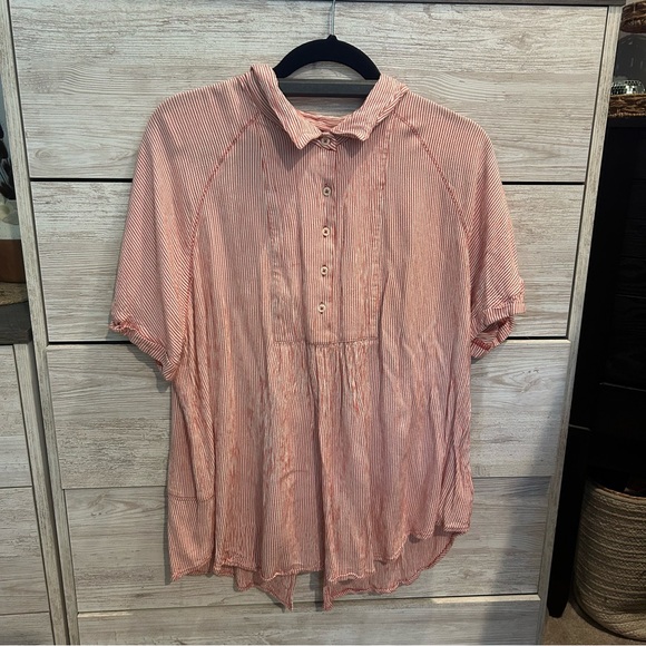 Nine West Tops - Nine West Babydoll Button Front Pinstripe Flowy Blouse XL